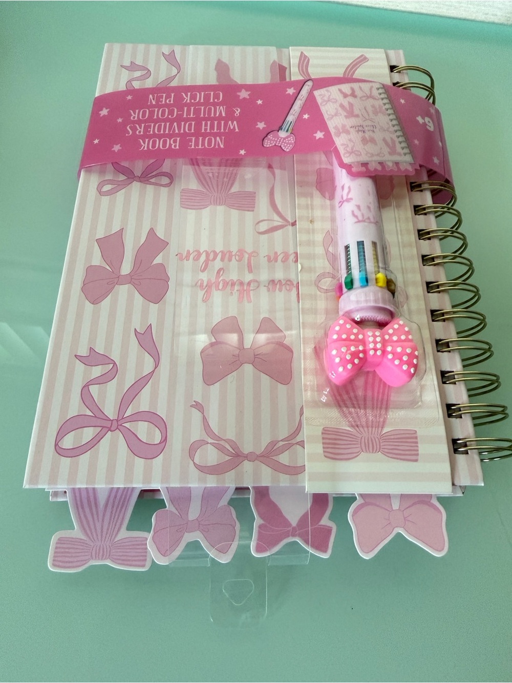 Pink Bow Notebook with Multi-Color Click Pen - Picture 7 of 8